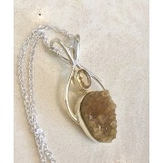 342  collier citrine brute et polie,  argent sterling, 